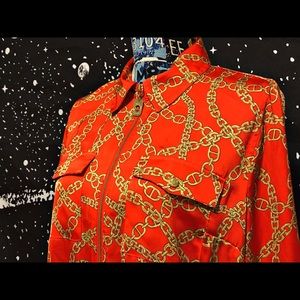 NWOT Michael Kors Chain Print Zip Blouse